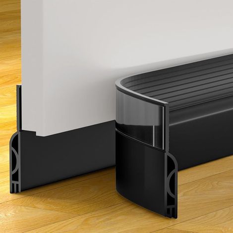 Burlete aislante para puertas de 100 cm, autoadhesivo, de silicona, con aislamiento térmico antifrío (100 x 5 cm, negro). (1/5)