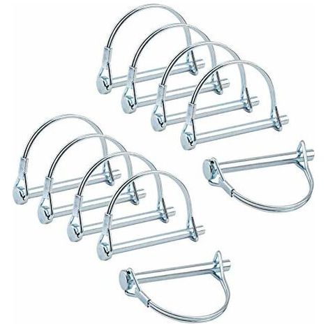 BUNTHAUS 10pcs Axe de verrouillage de broche de coupleur de sécurité, 1/4 pouce de verrouillage de prise de force avec fil de retenue rond pour jardin de pelouse de remorques de ferme (1/5)