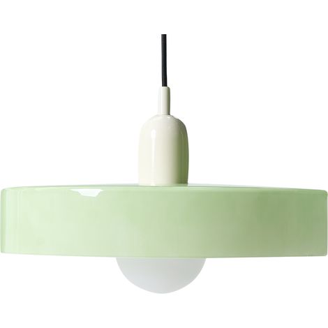 Lámpara colgante de vidrio con pantalla circular luminaria moderna verde menta Paala
