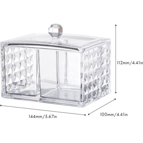 Porte-coton, organisateur de maquillage, porte-tampons nettoyants en acrylique transparent à motifs et boîtes de rangement pour cotons-tiges