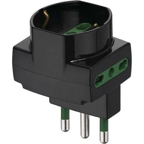 Vimar adattatore multiplo sfalsato verticale s17 due bpresa 2p&43t 16a  una presa 2p t 16a p40 colore nero 00314