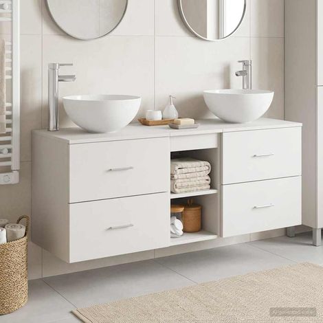 vidaXL Bathroom Cabinet Set 3 pcs White 129 x 41 x 80 cm (1/5)