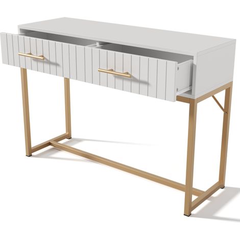 Tocador con 2 cajones de aglomerado y patas de metal 100 x 45 x 75 cm blanco HOMVRA (1/5)