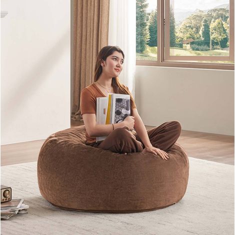 Sillón puf 3FT, convertible en cama temporal, relleno de espuma, color café (1/5)