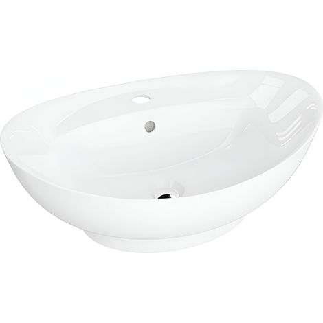 Vasque à poser LAVITA Vasque à poser élégante et compacte Produit en porcelaine de haute qualité ovale 59,5x39x17,5 cm Blanc (1/4)