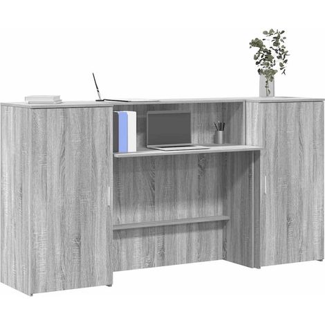 Bureau de réception-Table de Travail-Bureau d'ordinateur sonoma gris 200x50x103,5 cm bois ingénierie 229079 (1/5)