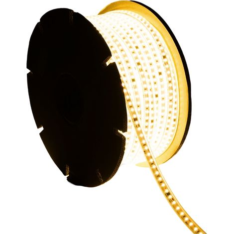 Ruban LED Dimmable 220V SMD Auto-redressement 120 LED/m BOBINE 50m 10W/m 1000lm/m Largeur 12mm Coupe 10cm IP65 2200K Super chaud