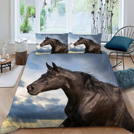 3D Microfibre Housse de Couette Cheval 240x260 cm 2 Personnes 3 Pièces Ultra Doux Animal Cheval Parure de Lit - HKN (1/5)