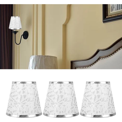 Abat-jour moderne en tissu, abat-jour créatif à clipser E14, convient aux suspensions, appliques murales, lampes de chevet et lampes de table, argenté (1/5)