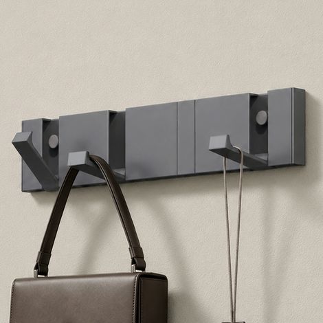 doporro Patère Murale en Aluminium Crochets Escamotables pour Suspendre Manteaux Sacs Chapeaux Porte Manteaux Antidérapant Accroche Serviette 30.4×1.4×6CM Gris Wandgarderobe01