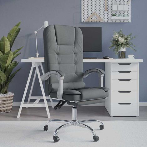 vidaXL Silla de oficina reclinable con masaje de tela gris oscuro (1/5)