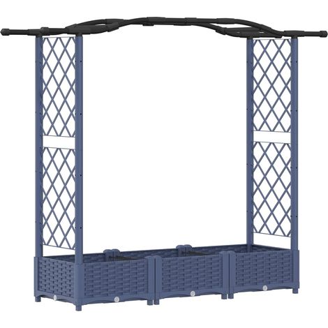 Fioriera da giardino Letto Rialzato con Griglia e Tetto Grigio 169 x 40 x 123 cm PP (1/5)