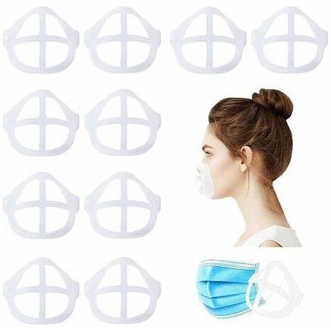 Support de masque facial en silicone 3D réutilisable pour adultes, lot de 10 (blanc) (1/5)