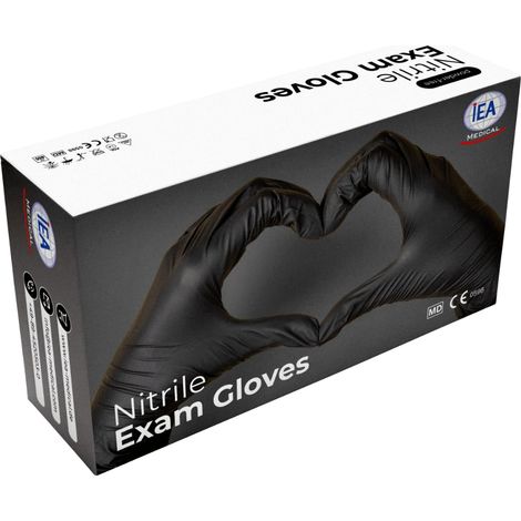 Gants en nitrile taille XL - Gants à usage unique, Gants jetables, Gants d'examen, Sans latex, Sans poudre, Résistants à la déchirure, Doux pour la peau, 100 pièces, Noir (1/5)