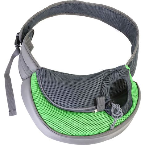 Sac de poitrine pour animaux de compagnie, poche avant, porte-fronde, épaule unique, pochette de transport en maille respirante pour petits chiens et chats (1/5)