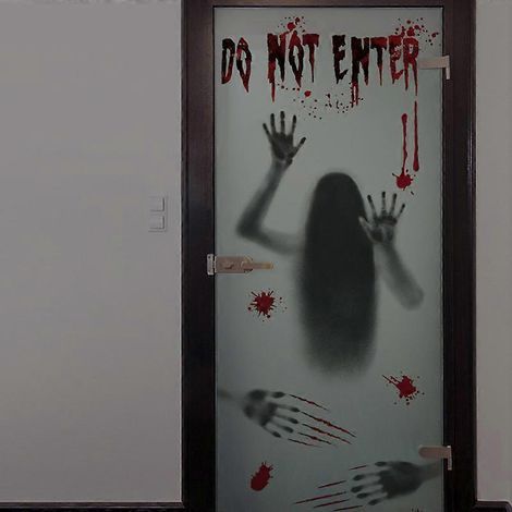 Autocollant de fenêtre pour Halloween, empreinte de main ensanglantée pour décoration de vitrine de magasin ou de magasin, articles de fête (1/3)
