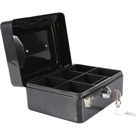 Mini Coffre de Sécurité Coffre-fort Boîte de Rangement pour Médicaments Boîte à Billets en Acier Inox avec des Clés 15 x 12 x 7,5 CM (Couleur : Noir)