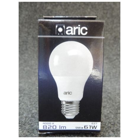 Ampoule LED 9W ronde standard neutre 4000K 820lm culot E27 230V ARIC 20014 (1/6)