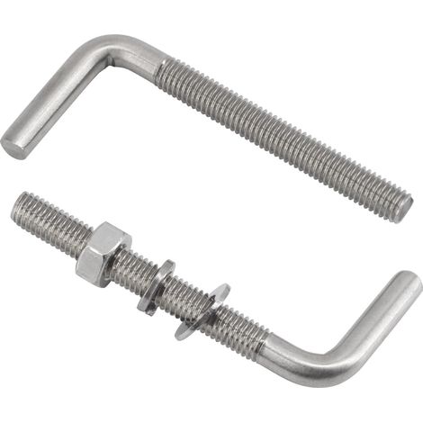 Lot de 50 boulons filetés M4 x 50 mm en forme de L en acier inoxydable 304 pour fondation, ancrage, vis carrées, crochets pour suspension (1/5)