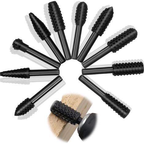 10Pcs Fraise Bois Gouge Sculpture a Bois Outillage Menuiserie Bois Fraise a Bois Outils Bois Fraise Carbure Rape Rotative pour Perceuse Meuleuse à Bille Disque de Fraisage (1/5)