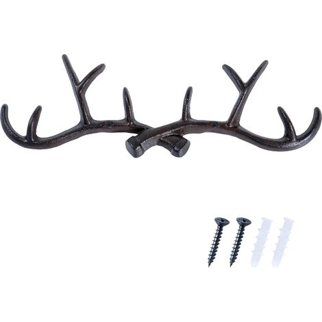 Crochets muraux décoratifs en fonte en forme d'ancre de mer de cerf 34.5cm Bois Marron (1/5)