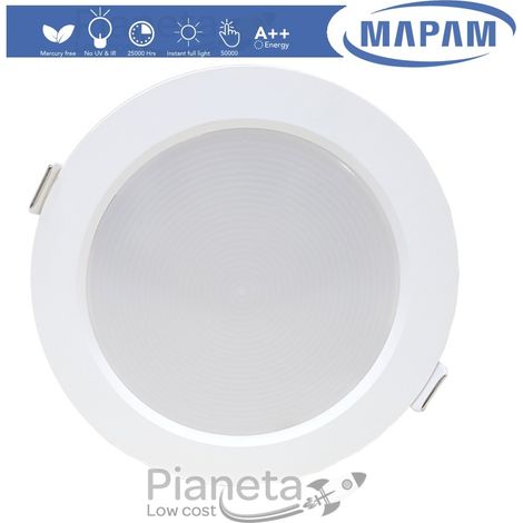 Faretto led 7/15/24w da incasso 220V faro tondo bianco opaco per cartongesso luce fredda naturale calda Mapam Luce Fredda - 24