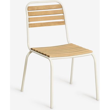 Confezione da 4 sedie da pranzo impilabili in acciaio e legno di acacia Artus SKLUM             (1/5)