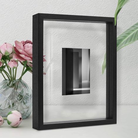 Cadre Photo 10x15 13X18 ou 20X25 Flottant Bois Nois Moderne (1/5)