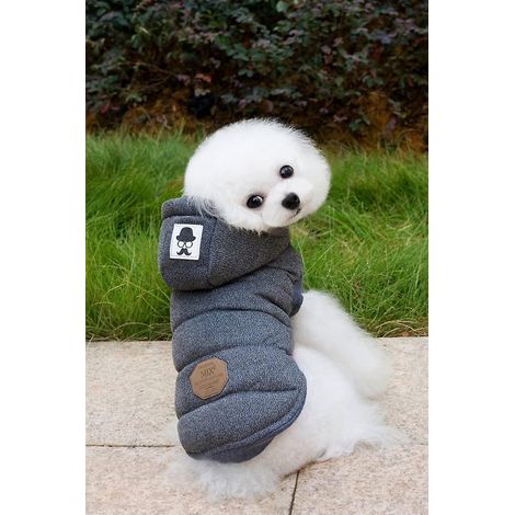dog Jacket Coat Hooded Pet Hooded Clothes Warm For Small Mittel Dogs Winter Clothes (l (chest: 44cm, Neck: 29cm), Grey) (1/2)