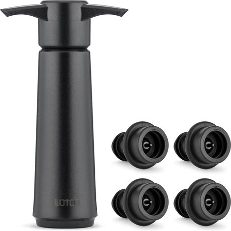 Système de conservation du vin avec 4 bouchons sous vide, bouchon à vin, conservateur de vin, joint de bouteille réutilisable pour garder le vin frais (pompe à vin + 4 bouchons)-AquaForge (1/5)