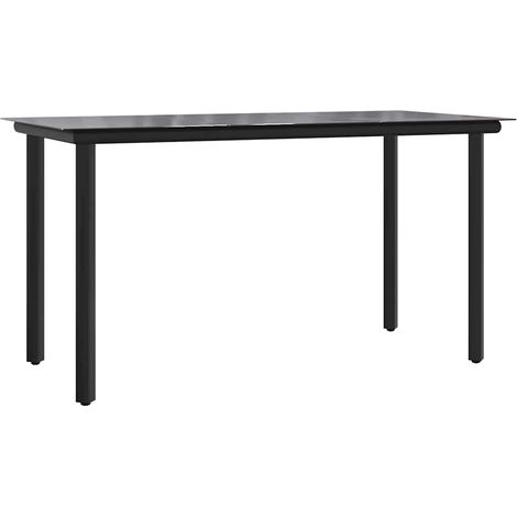 Maison Exclusive - Tavolo Pranzo Giardino Nero200x100x74 Acciaio e Vetro Temperato (1/5)