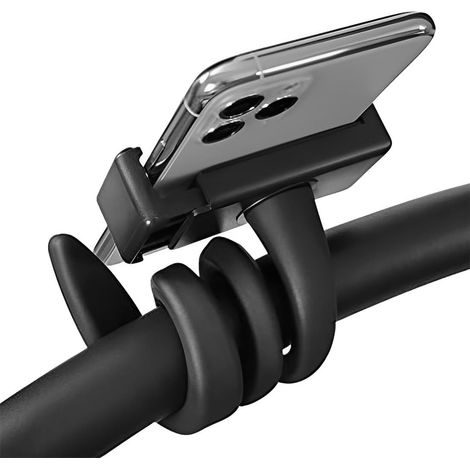 (Noir)Support Téléphone Portable Universel, Bras Flexible Antidérapant pour Poussette, Bureau, Guidon, Tapis Roulant, Poussette (1/5)