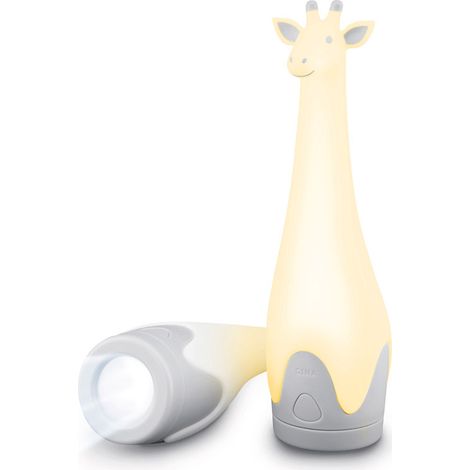 Luce Notturna Torcia Ricaricabile per Bambini 6x21 cm a Forma di Giraffa Bianco/Grigio (1/3)