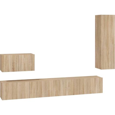 Maison Exclusive - 4-tlg. TV-Schrank-Set Sonoma-Eiche Holzwerksto (1/5)