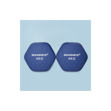 Lot de 2 Haltères,2 x 4 kg,Hexagonaux, pour Salle de Sport, Domicile,Bleu (1/5)