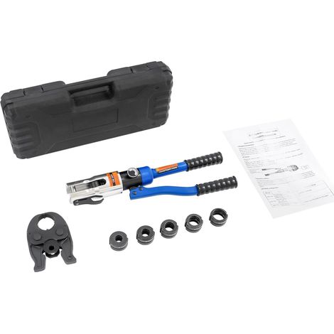 Pince à sertir hydraulique 10 tonnes avec 5 inserts à sertir V12/15/18/22/28 mm Kit d'outils professionnels pour tube en cuivre Bleu (1/5)