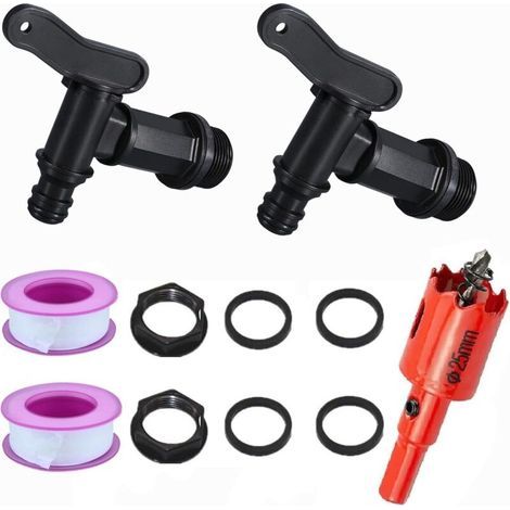 Pieces Plastic Tank Tap, 3/4 Rainwater Tank Tap, Replacement Plastic Taps for Rainwater Tank for Garden Rainwater Harvesting Tank (1/5)