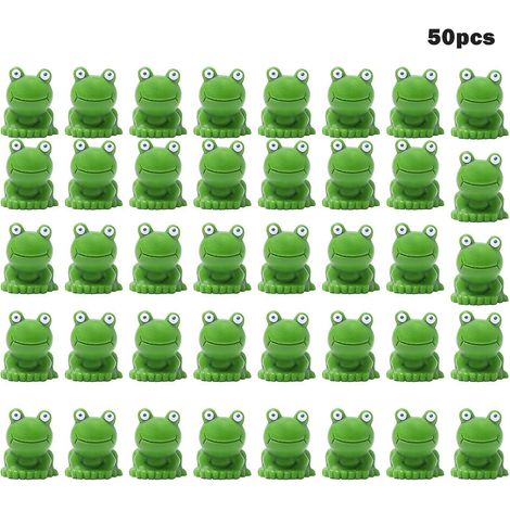 50 realistische Miniatur-Froschfiguren aus Kunstharz in leuchtenden Farben, für kreative Hobbys, Garten- oder Schrankdekoration.