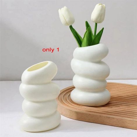 Vase Hydroponique - Design Spirale - Blanc - Pour Bureau Et Intérieur - 2 Pièces (1/4)