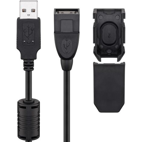 Goobay USB 2.0 AA 200 CLIP, 2m - Cable USB (2m, 2 m, USB A, USB A, Macho/Hembra, Negro) (1/2)