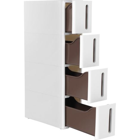 Songmics – Colonne de cuisine étroite sur roulettes – Étagère plastique 4 niveaux – Dimensions 45 x 17 x 84 cm – Idéale pour espaces restreints