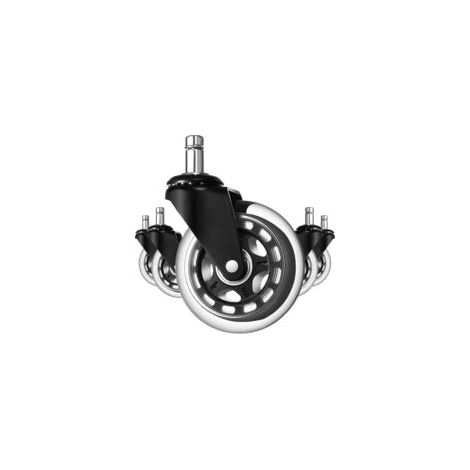 Pack de 5 ruedas de repuesto universales para sillas de oficina, silenciosas y resistentes a la abrasión, ruedas de repuesto universales para sillas de oficina (3 pulgadas, 11 x 22 mm) (1/5)