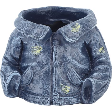 Pot de Fleurs Créatif Veste Bleue pour Jardin - Cache-pot Décoratif en Résine pour Plantes Succulentes, Idée Cadeau Original (1/5)
