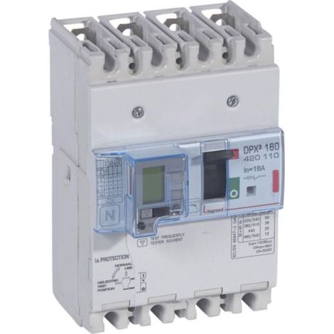 Disjoncteur magnétothermique différentiel DPX³160 pouvoir de coupure 36kA 400V - 4P - 16A - LEGRAND