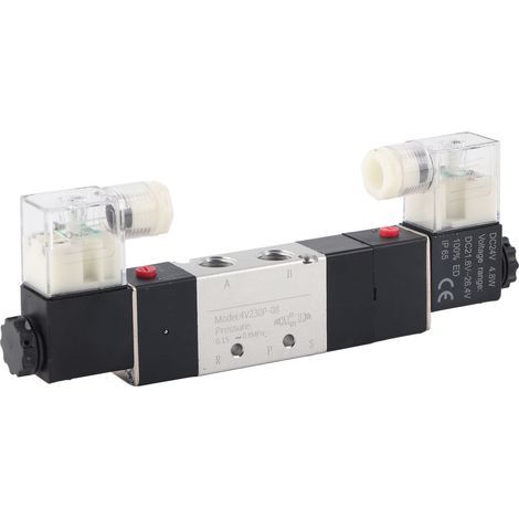 Électrovanne pneumatique 3 positions 5 voies, DC 24V BSP 1/4 normalement fermée 0.15-0,8 MPa 4V230-08P (1/5)