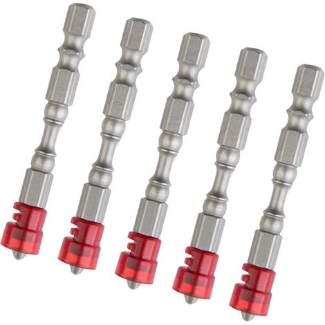 5-teiliges Schraubendreher-Bit-Kreuzschlitz-Werkzeugset aus S2-Legierungsstahl mit magnetischem Sechskantschaft für Arbeiten in Rot (1/5)