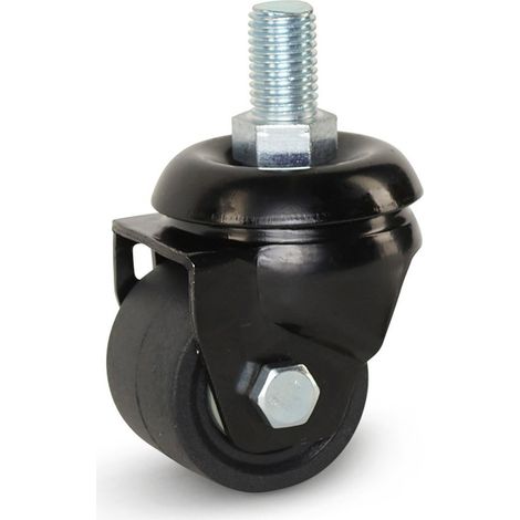 Roulette pivotante - MESO - Nylon noir - Filetage - 50mm - 300kg