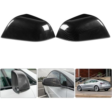 Rétroviseurs extérieurs Carbone Cover 2 Pièces Compatible Tesla Model 3 2018-2019 Coques Moulées Décoratives (1/5)