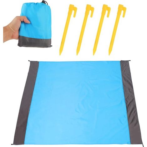Telo impermeabile – telo da spiaggia – telo da picnic impermeabile – telo da campeggio, in poliestere, resistente all'acqua e alla sabbia, leggero e compatto (140 x 200 cm)