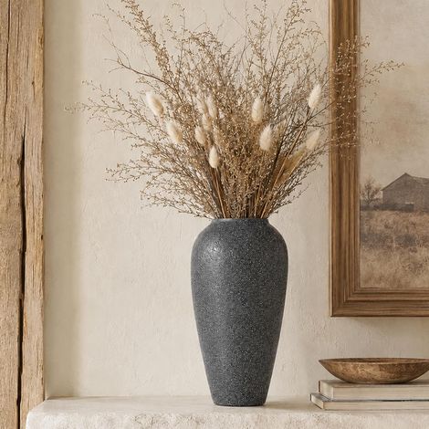 Vase rustique en céramique – Grand vase en céramique noire pour décoration d'intérieur, vase moderne en terre cuite pour salon, entrée, cuisine, vases noirs pour centres de table, cadeaux de pendaison (1/5)